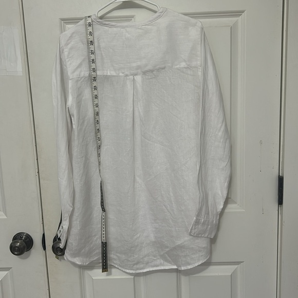 Sigrid Olsen White Linen Shirt size medium button-down - Picture 5 of 5